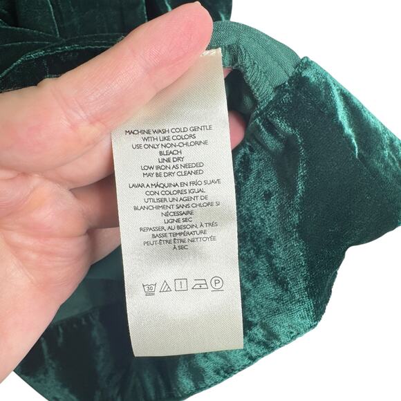 Free People Farrier A-Line Smocked Velvet Mini Dress Green Large Christmas Photo - Picture 14 of 16